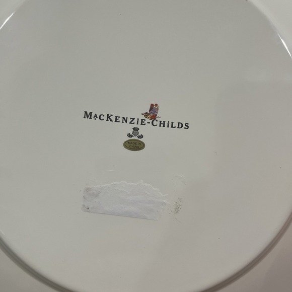 Mackenzie Childs Enamel‎ on Metal Butterfly Garden White Charger Plate 12" Rare - Picture 5 of 6